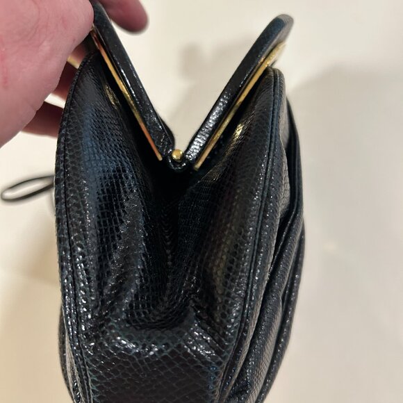 Rare Vintage Judith Leiber Black Leather with Monkey Face Clasp Handbag - Picture 13 of 15